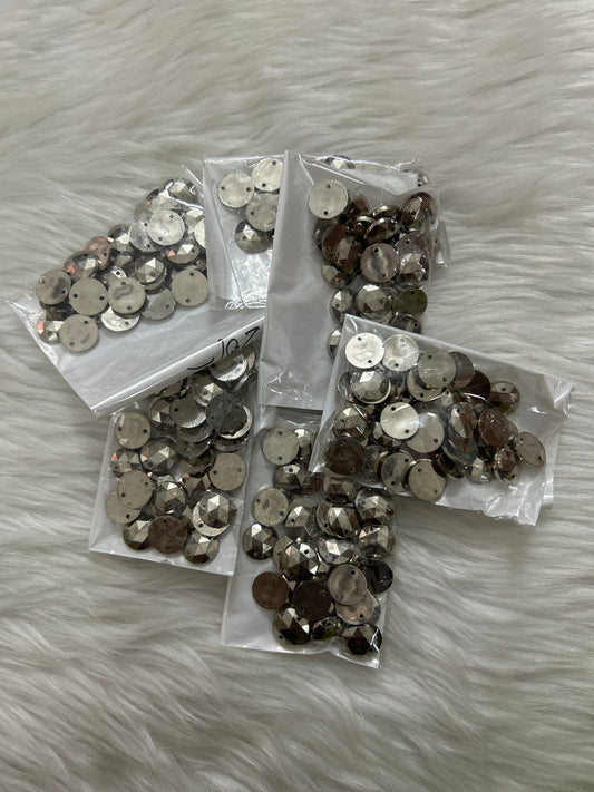 Acrylic Stitching Stones Flat- Silver