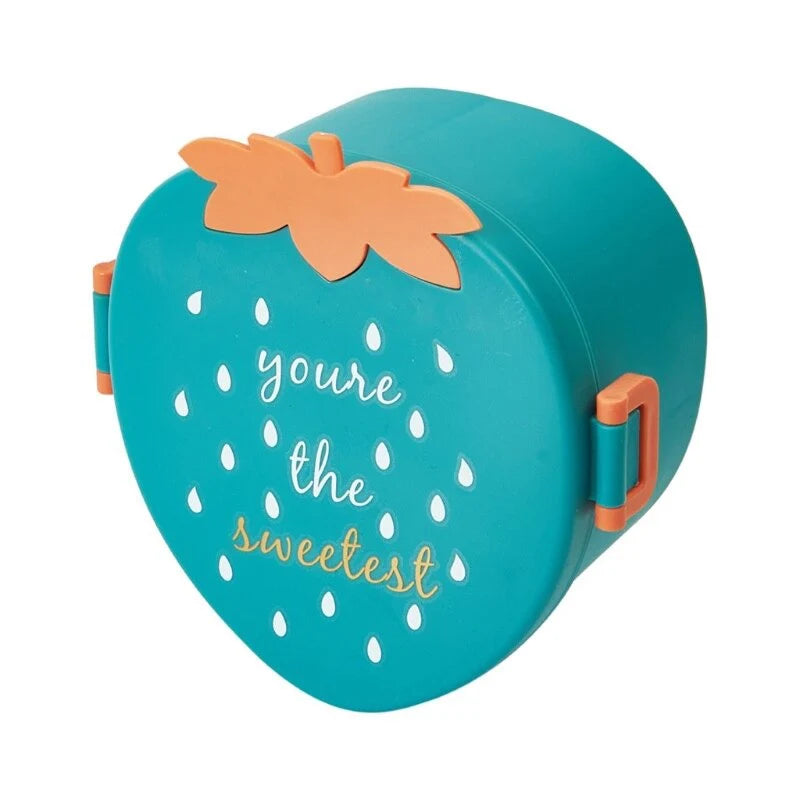 Fancy Strawberry Shaped Lunch Box with Cutlery 1000ML Three Compartment Box