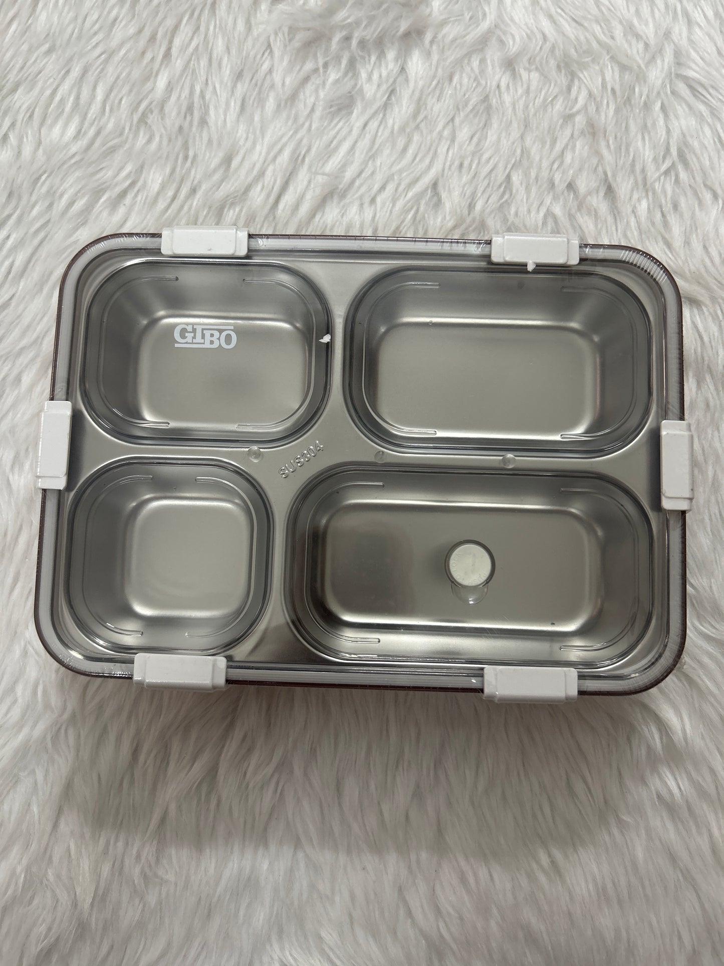 Gibo 4 Compartment Steel Lunch Box - leakproof with Spoon & Fork