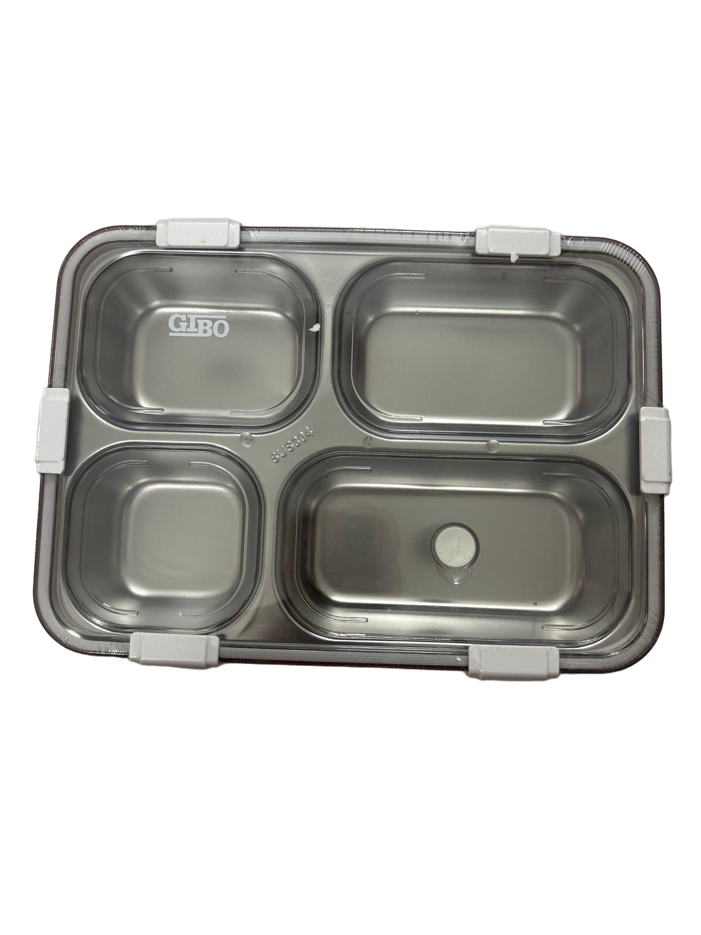 Gibo 4 Compartment Steel Lunch Box - leakproof with Spoon & Fork - Gift Hub Mart