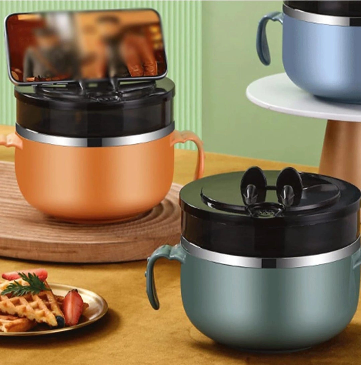 Snack Cup with Air Tight Lid & Two Side Handle (Gibo)