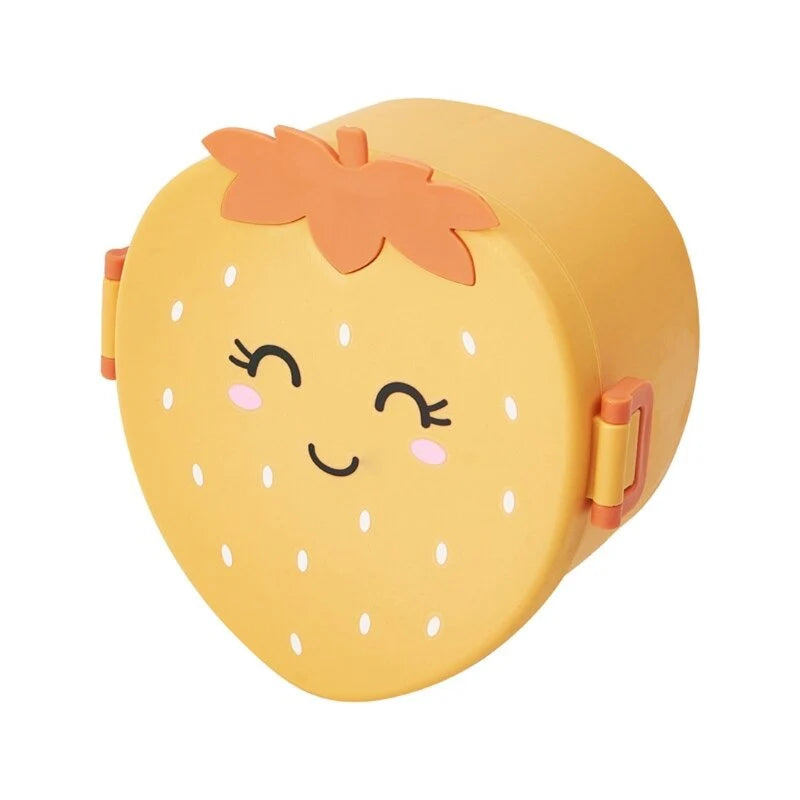 Fancy Strawberry Shaped Lunch Box with Cutlery 1000ML Three Compartment Box