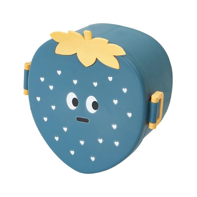 Fancy Strawberry Shaped Lunch Box with Cutlery 1000ML Three Compartment Box