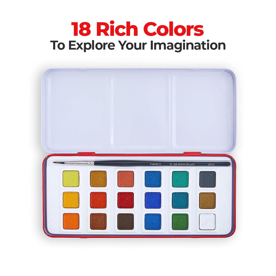 Camel Artists' Water Colour Cakes 18 Shades