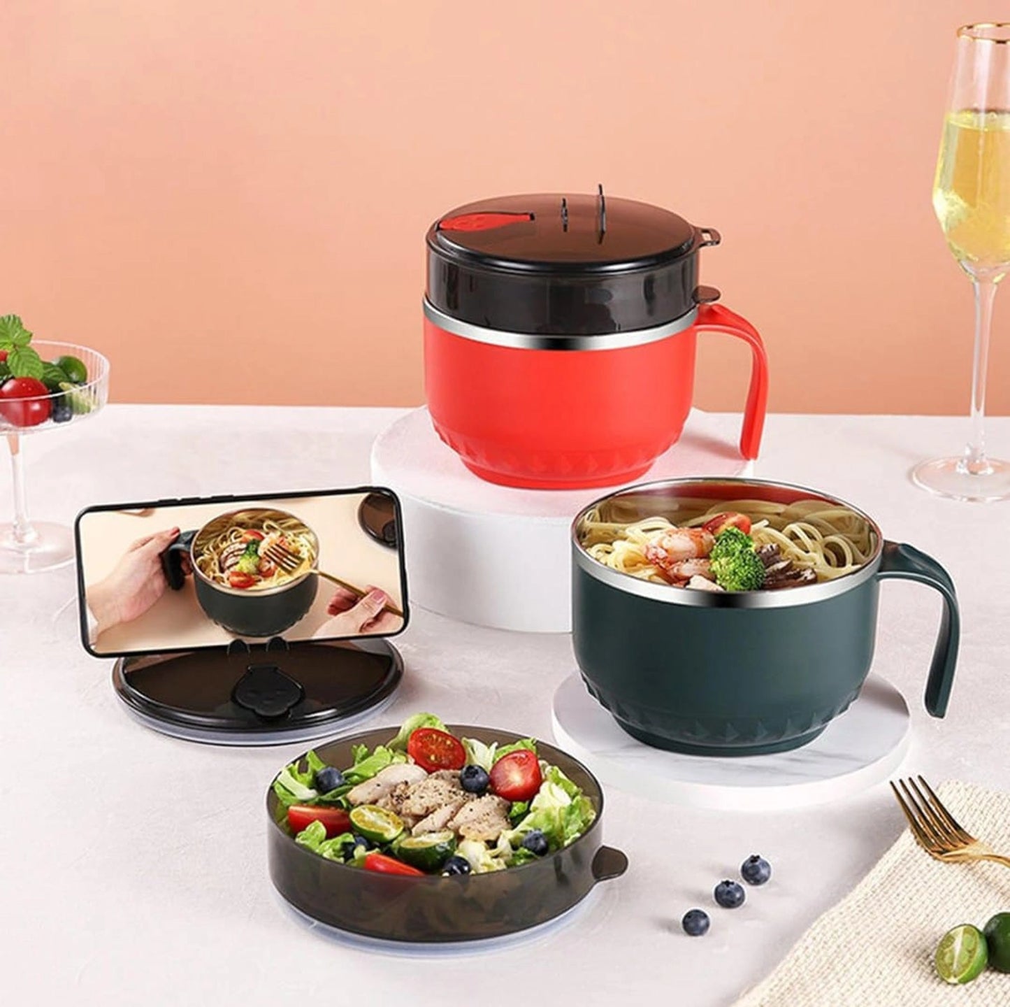 Snack Cup with Air Tight Lid & Two Side Handle (Gibo)