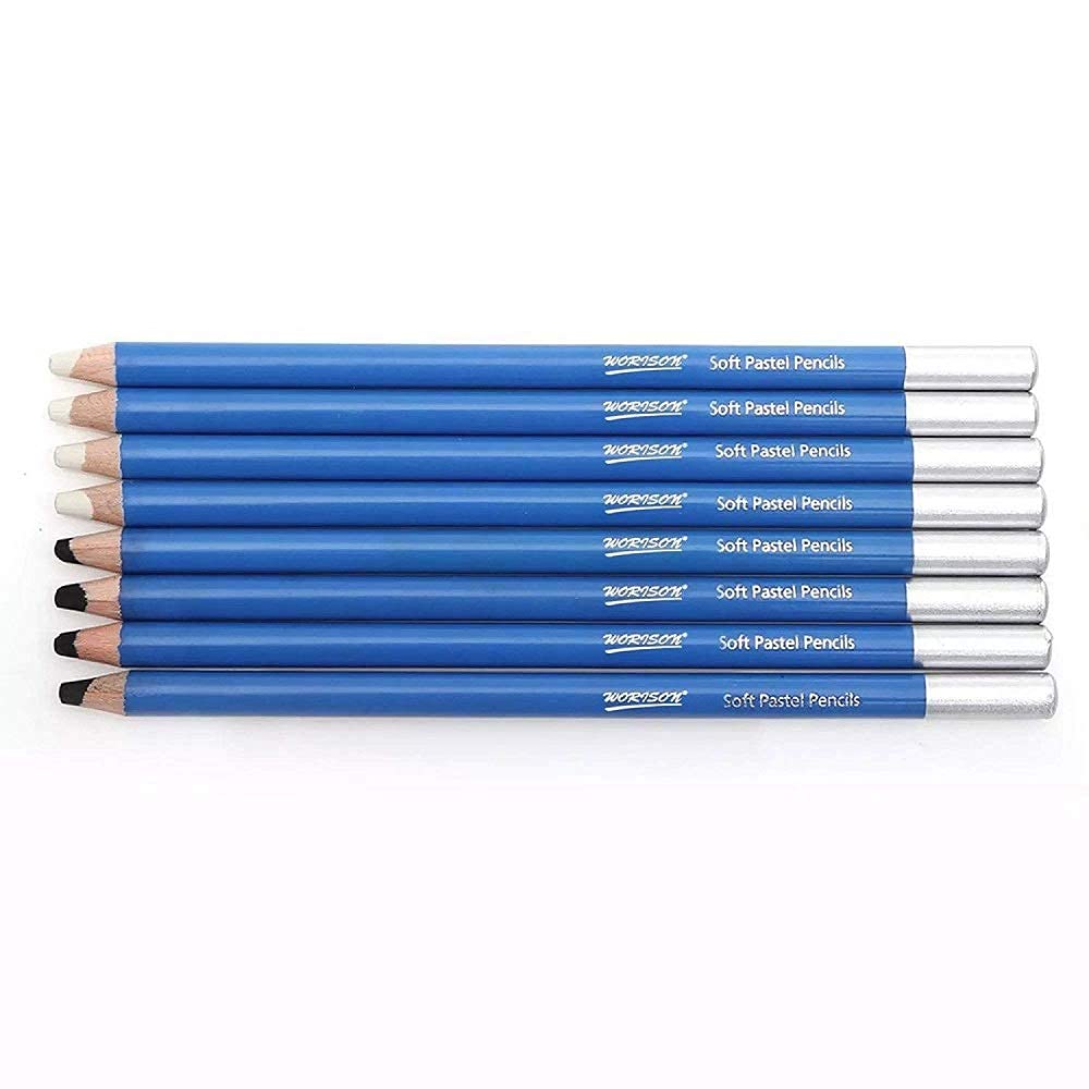 WORISON Artist Black & White Pastel Pencils (8 Piece)