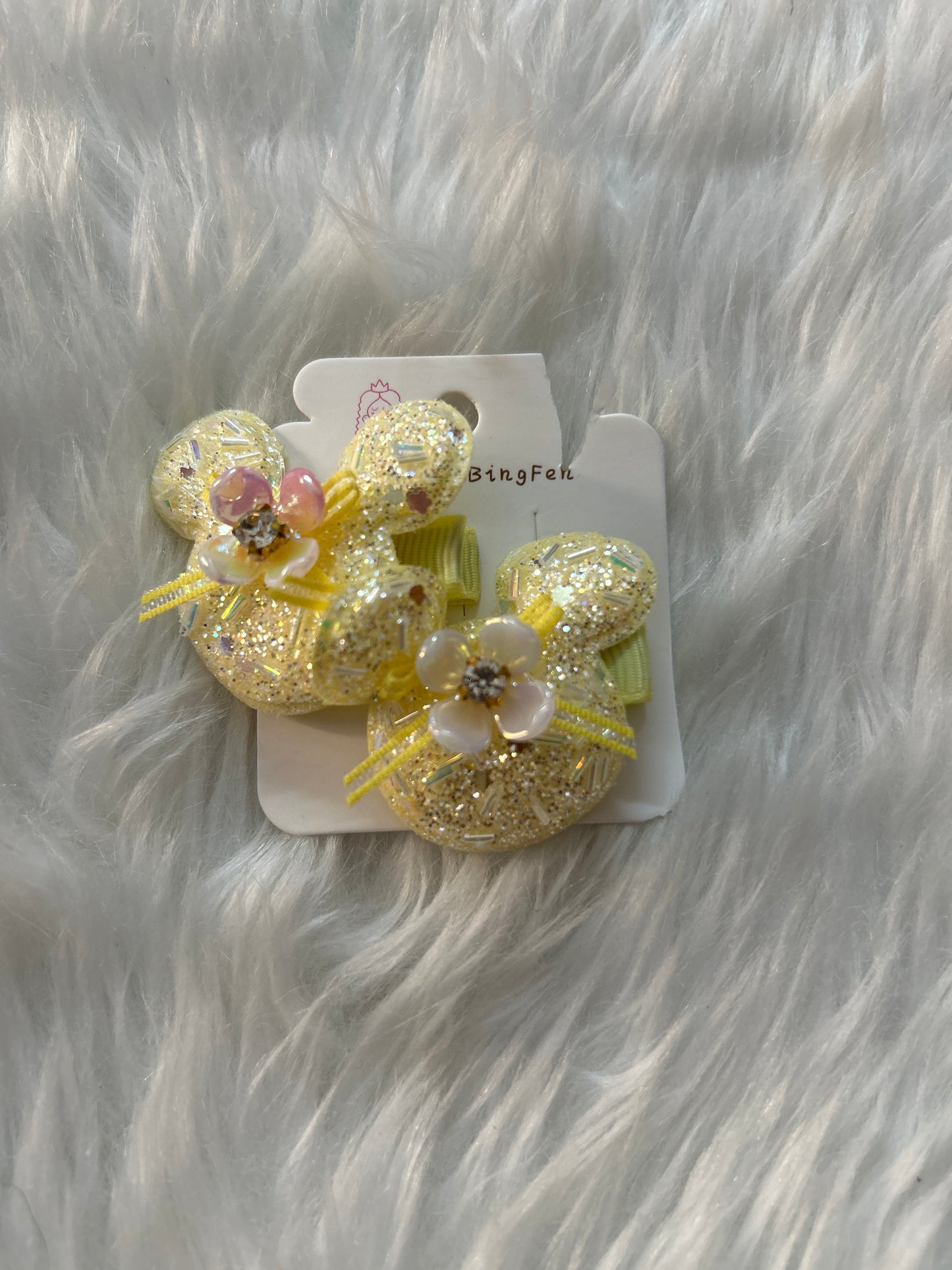 Glitter Teddy Hair Clip Set Of 2 - Gift Hub Mart