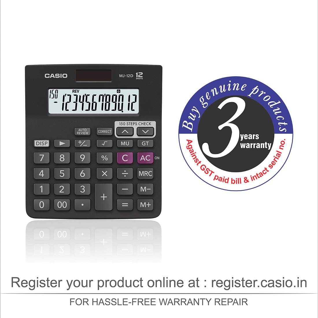 Casio Calculator MJ12DBK Check & Correct