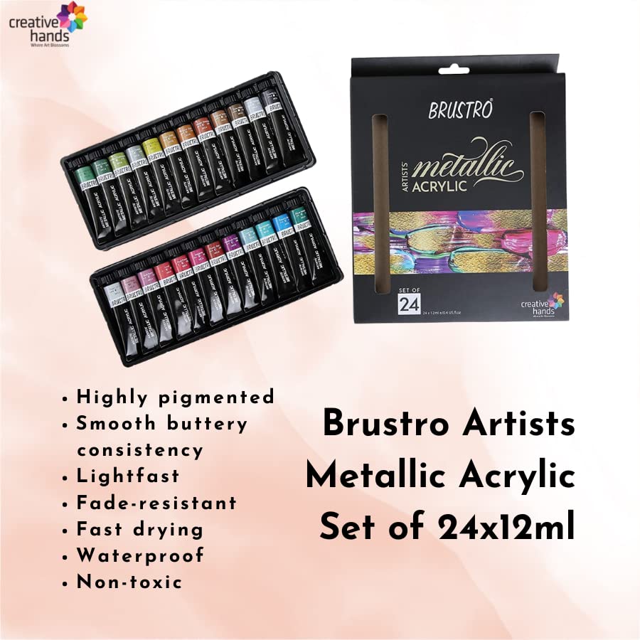 Metallic Acrylic Tube Set 24x12ml Brustro