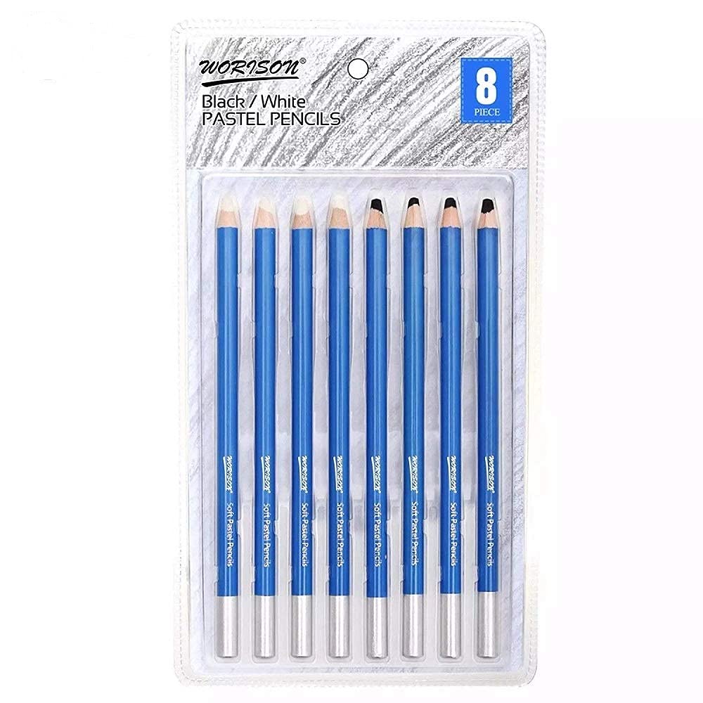 WORISON Artist Black & White Pastel Pencils (8 Piece)