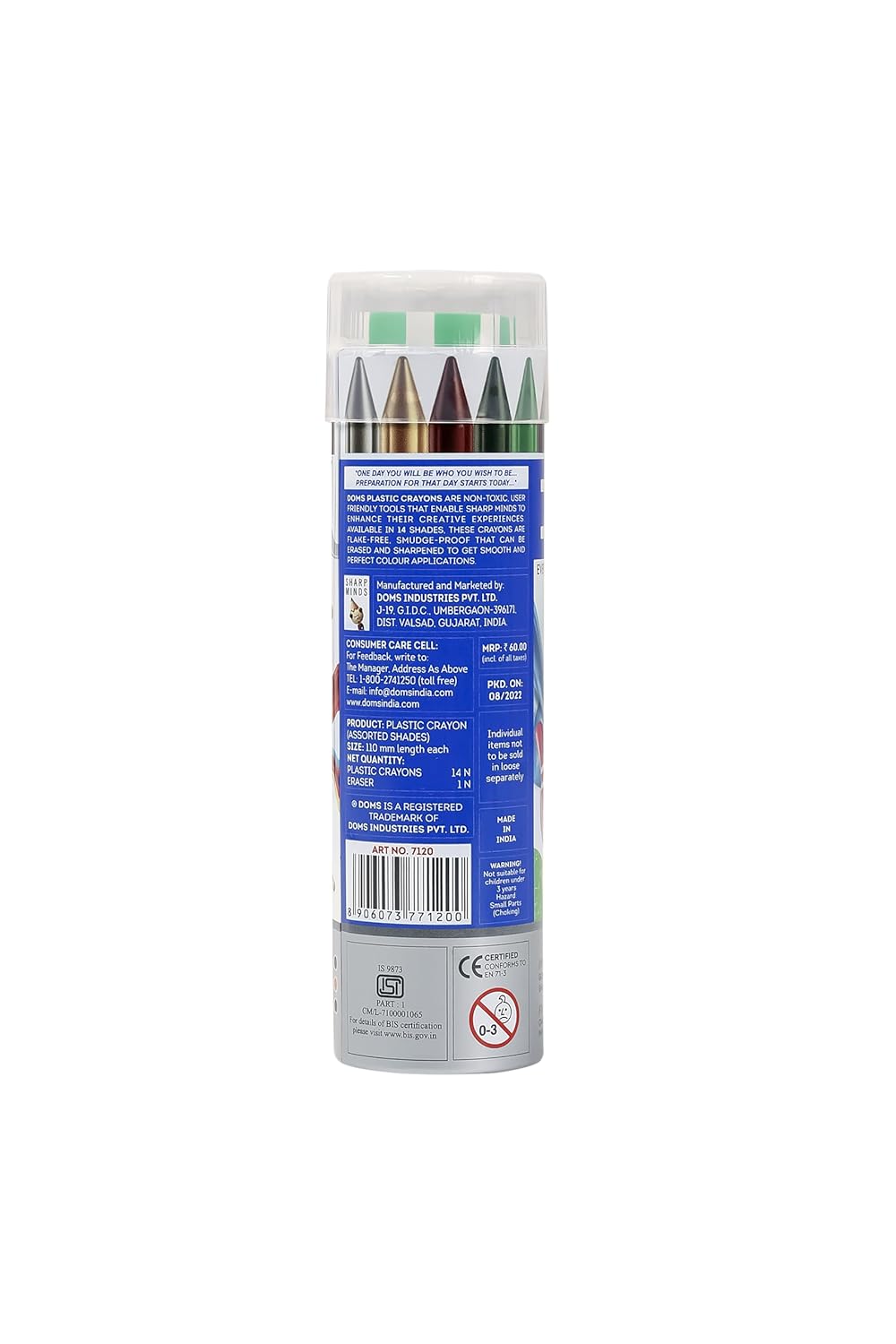 DOMS Plastic Crayons Round Tin 14 Shades
