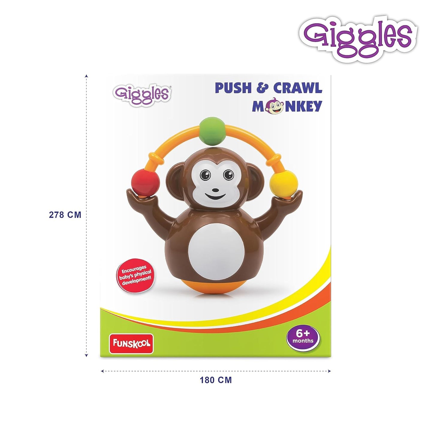 Funskool Giggles Push & Crawl Monkey 6m+