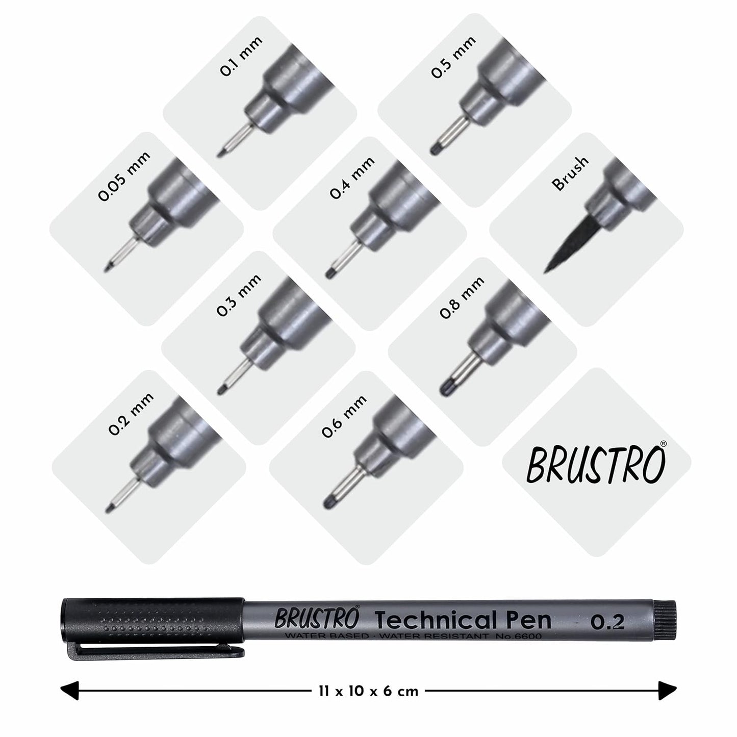 Fineliner Pen 0.2 Black Brustro Technical Pen