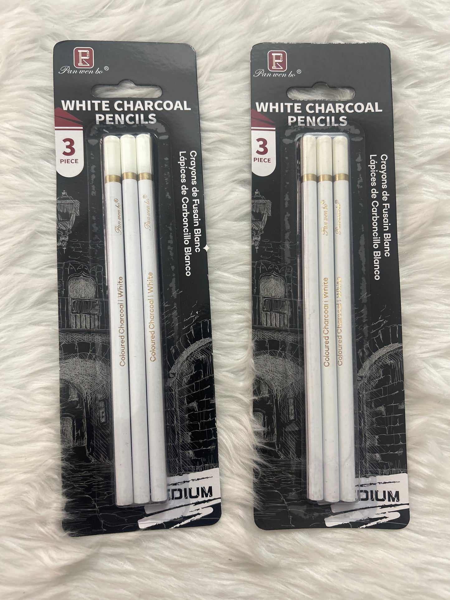 White Charcoal Pencils (Medium - Set Of 3) VD1524