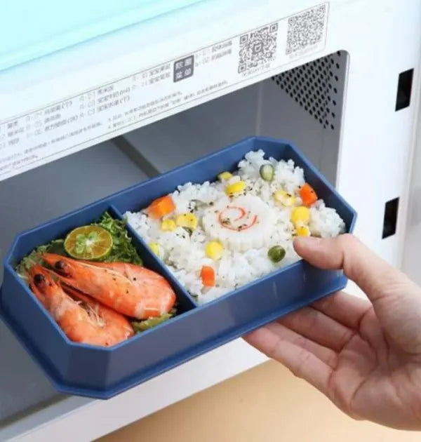 Double Decker Monochrome 2 Layer Lunch Box With Cutlery BPA Free Plastic