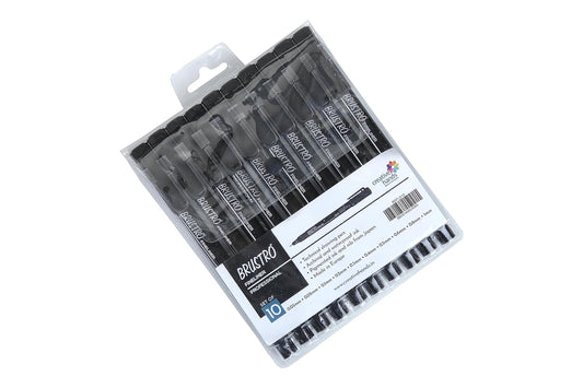 Fineliner Pen Black Assorted 10 set Brustro