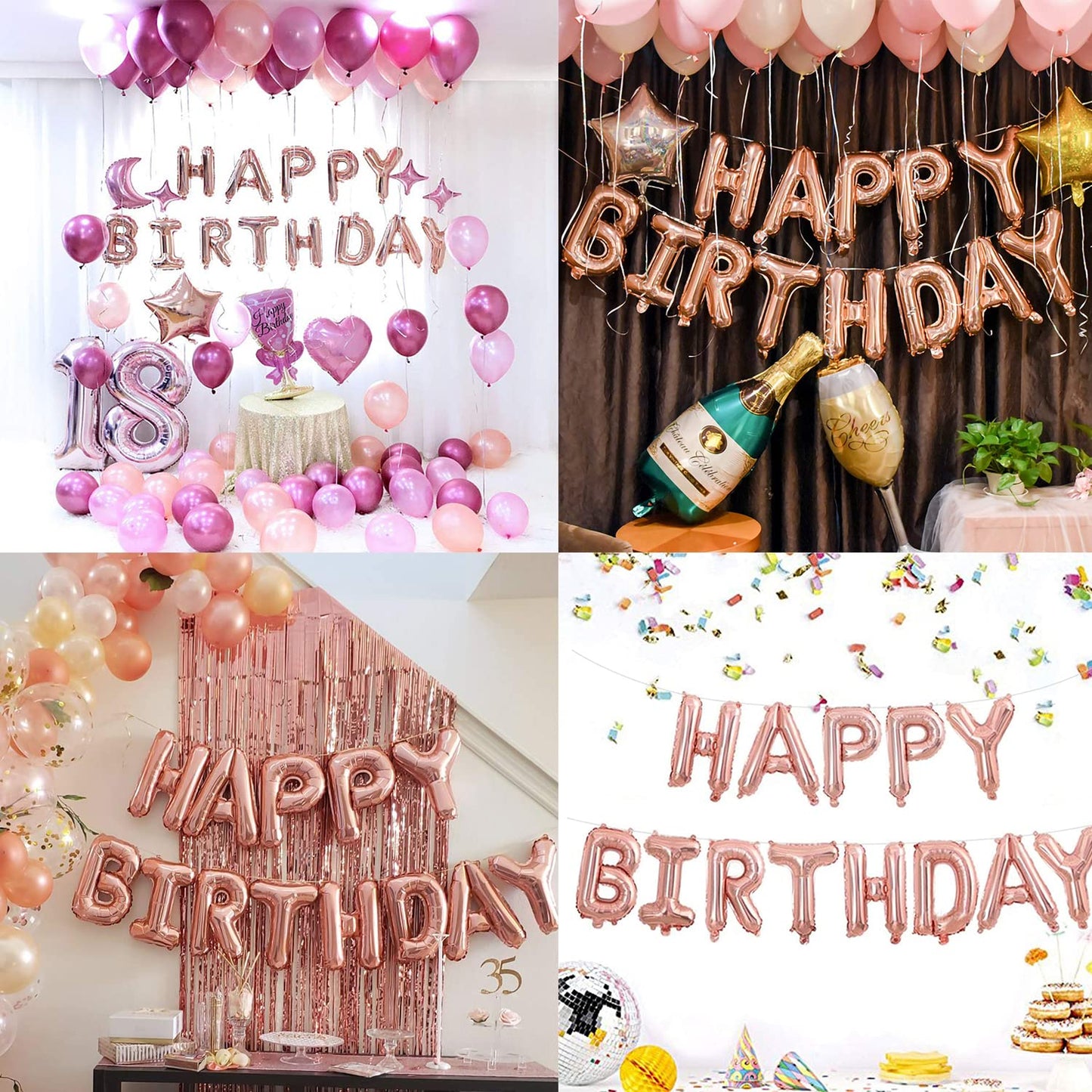 Birthday Banner Foil Balloon 16" Rose Gold