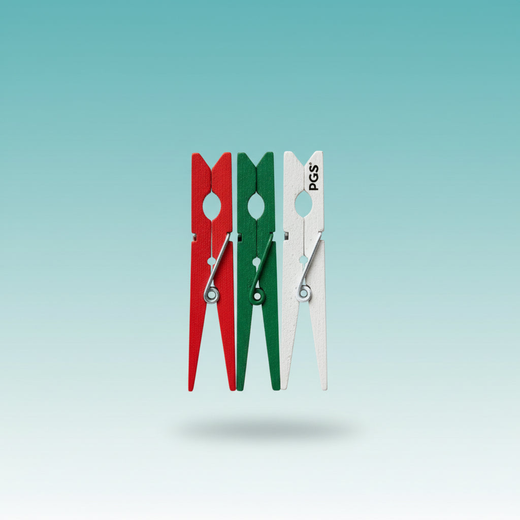 Gift Hub Mart Wooden Clip Plain 7.0cm 3pc red, green & white clothespins