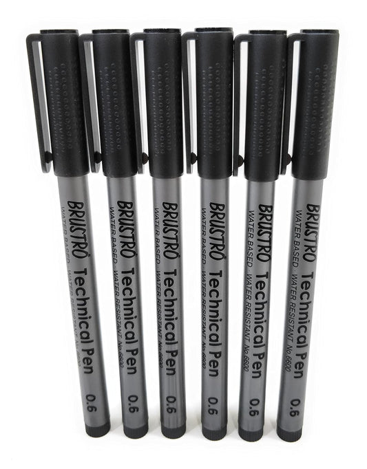 Brustro Technical Pen Pack of 6 (Black)