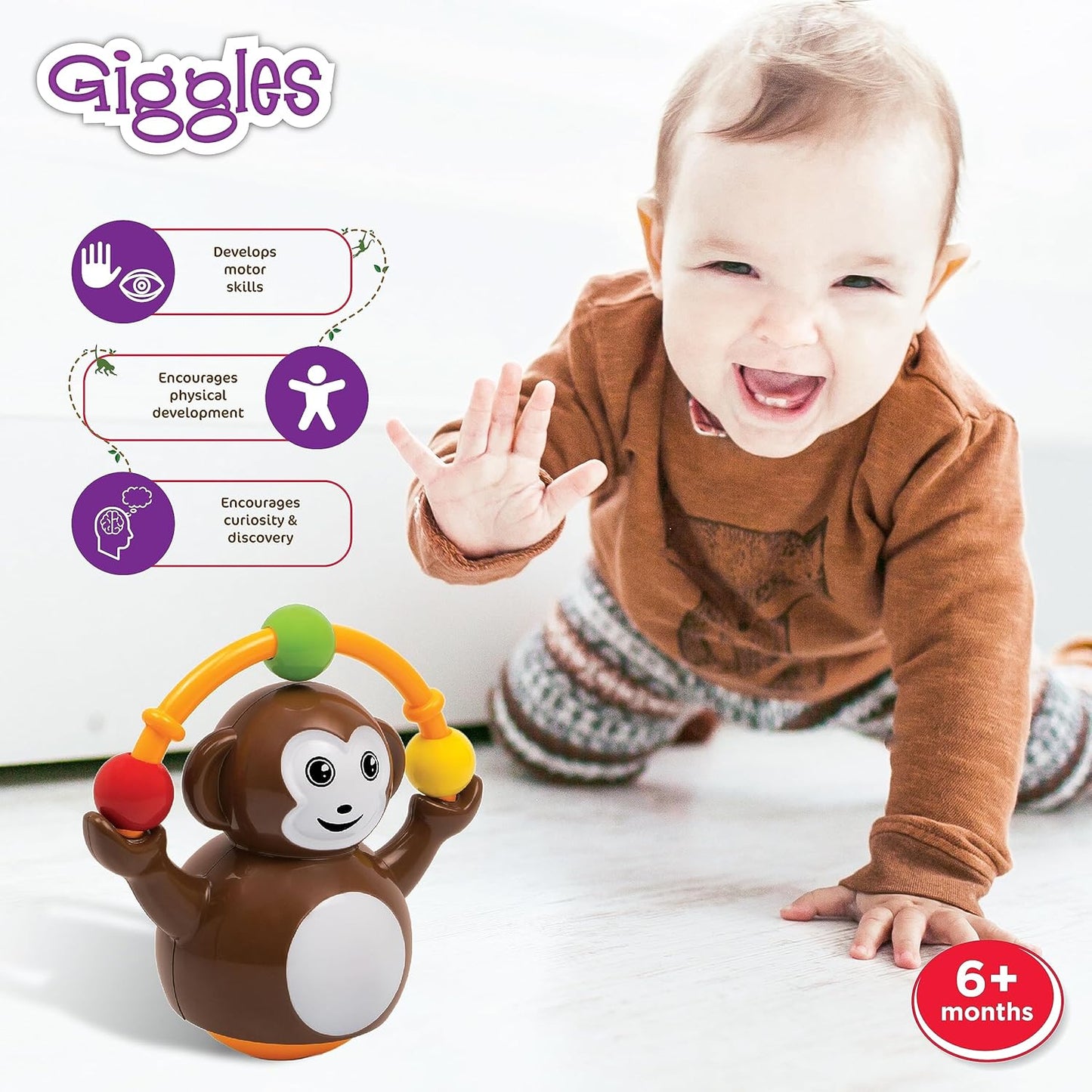 Funskool Giggles Push & Crawl Monkey 6m+