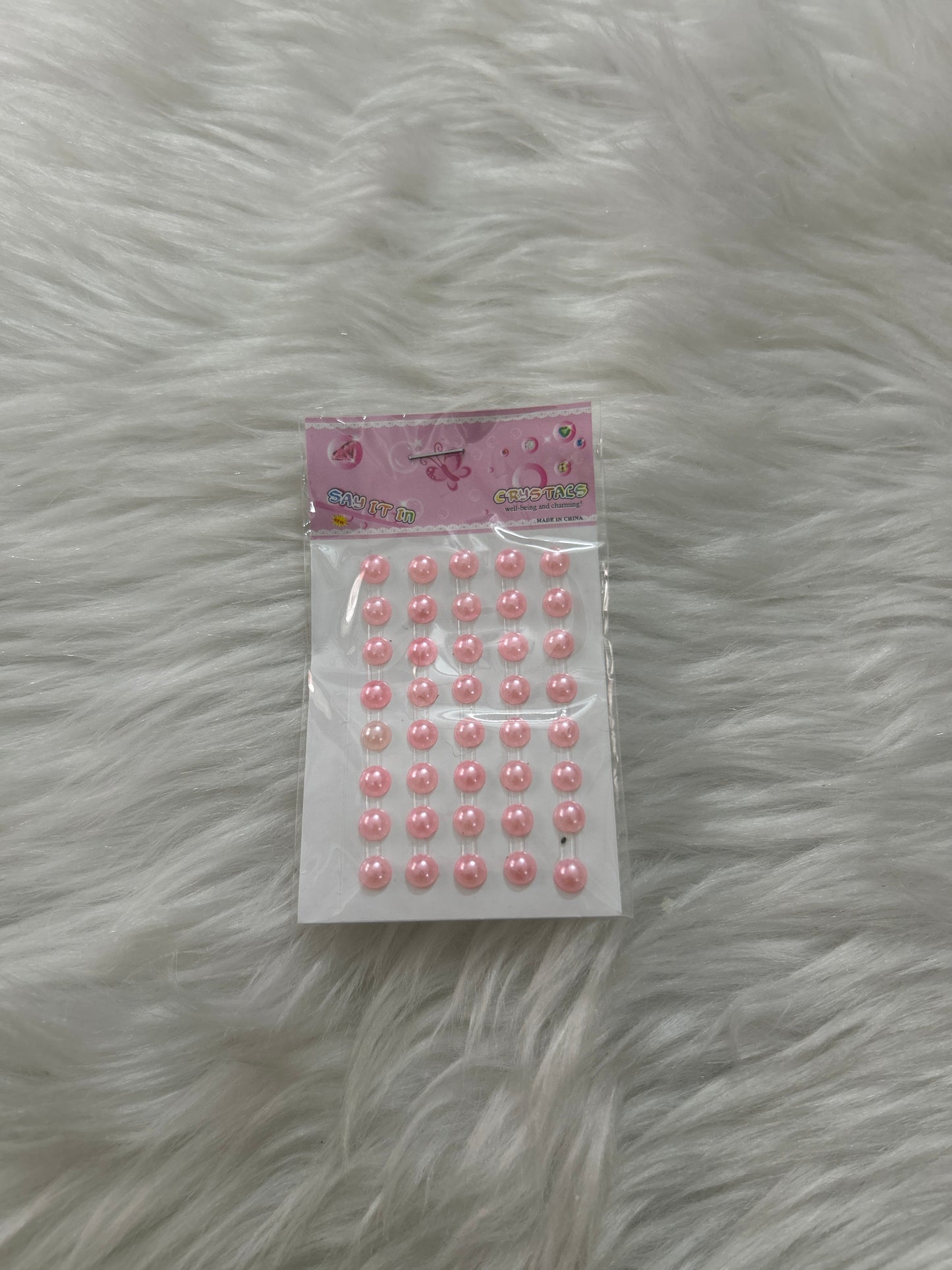 Self Adhesive Flat Beads- Pink