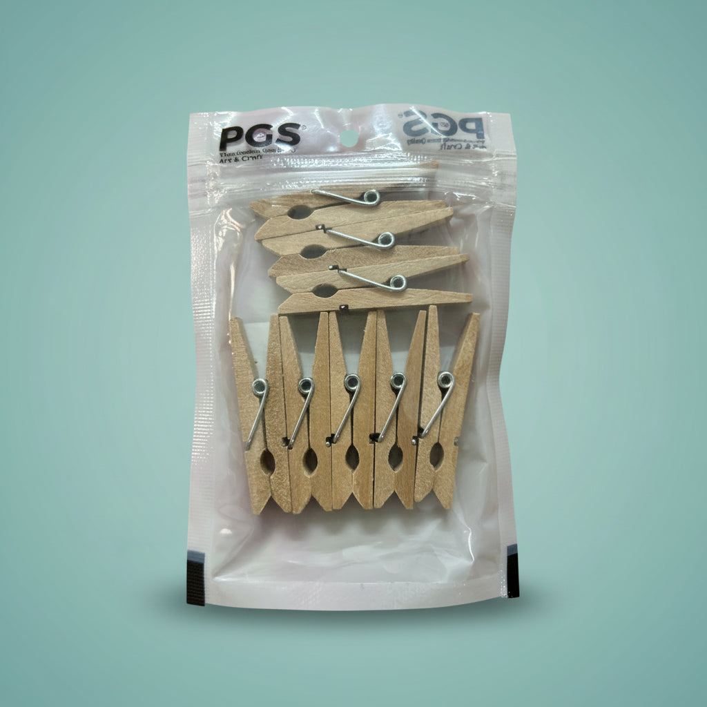 Wooden clothespins 4.5cm, 8pc set from Gift Hub Mart in natural wood