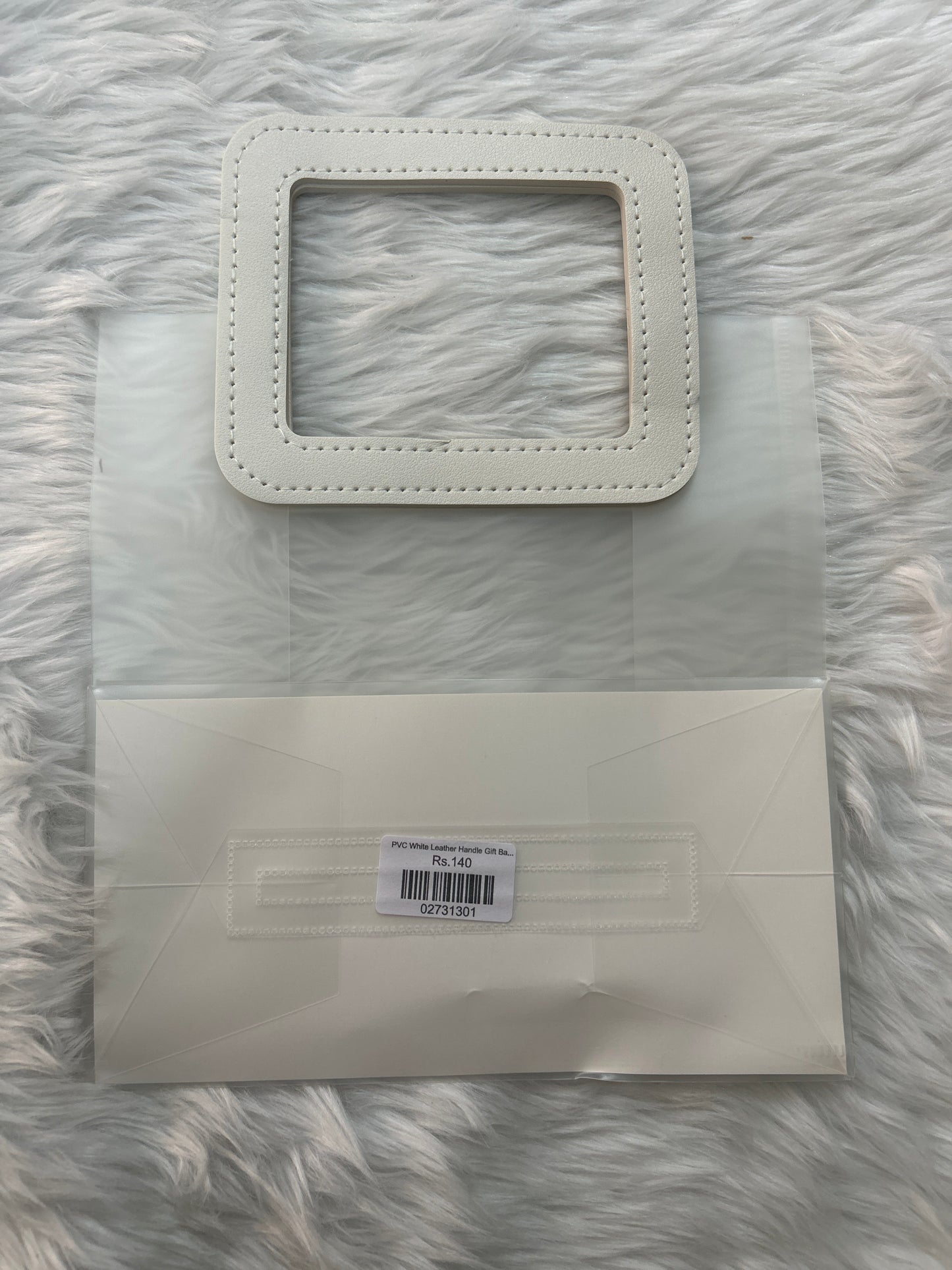 PVC White Leather Handle Gift Bag Medium