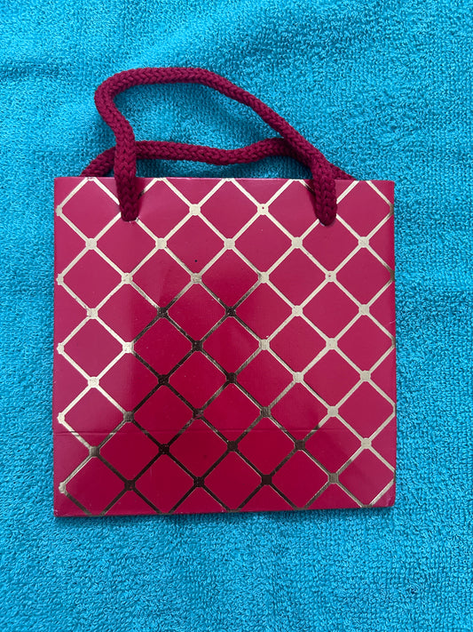Red With Golden Checks Mini Paper Bag 12.5*12.5 cm