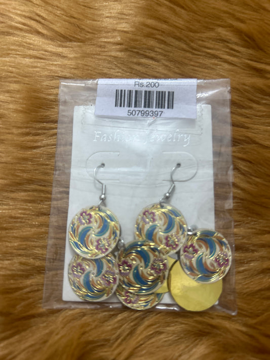 Asian Earrings 4 Layered Cute Round Earrings