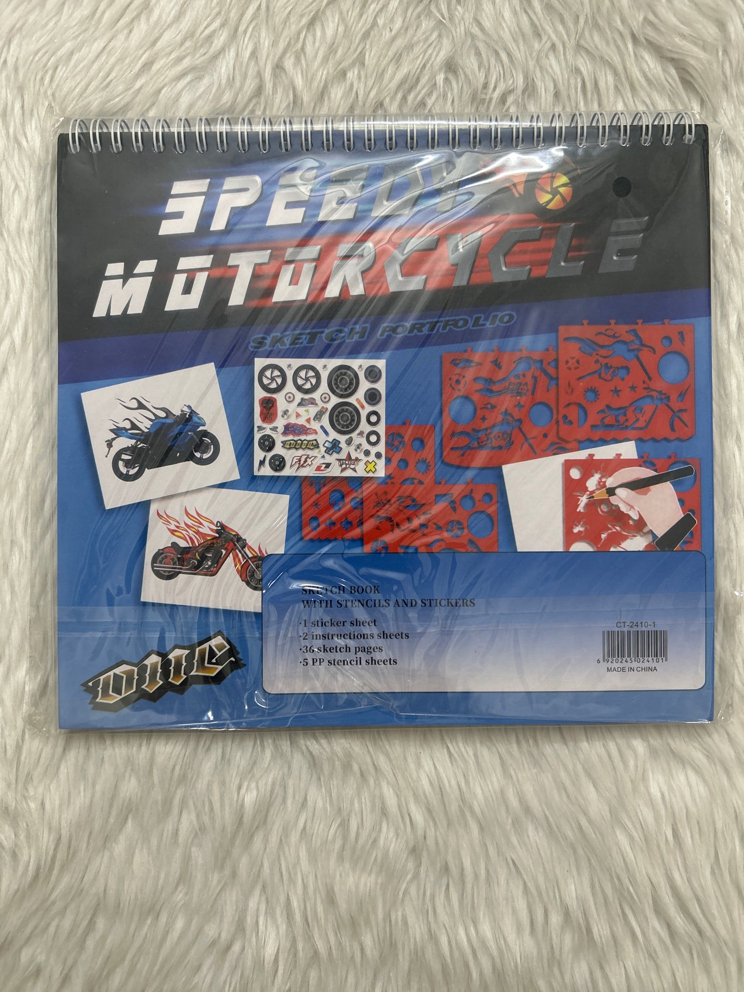 Creativity Book With Stickers & Stencils- Speedy Motor Cycle