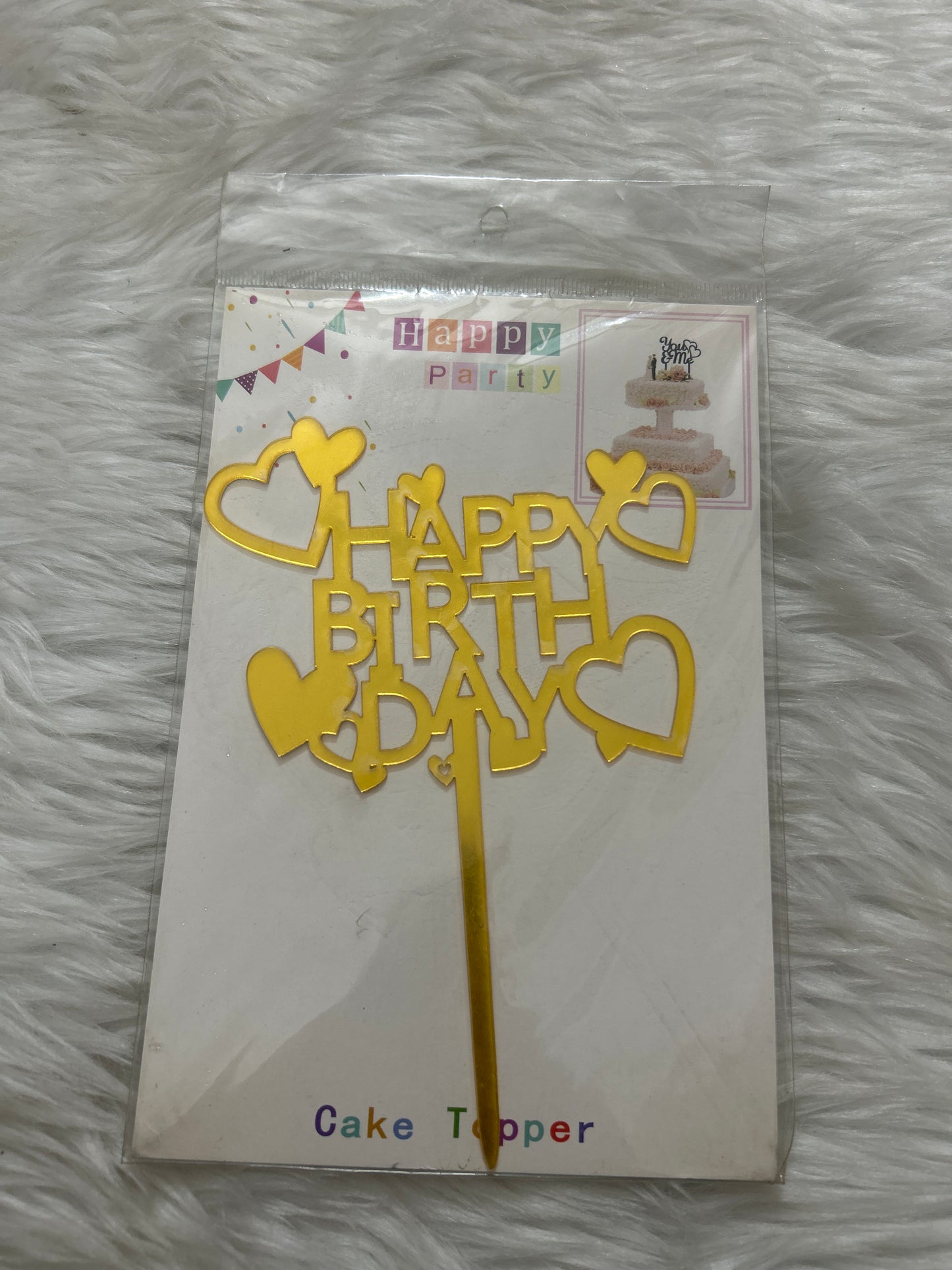 Golden Cake Topper Happy Birthday