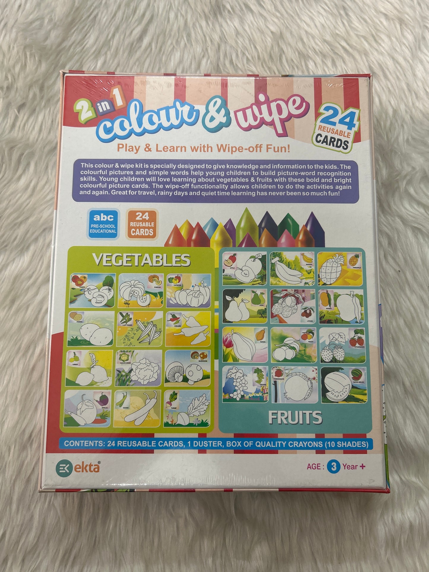 Colour & Wipe Vegetables Ekta 3+