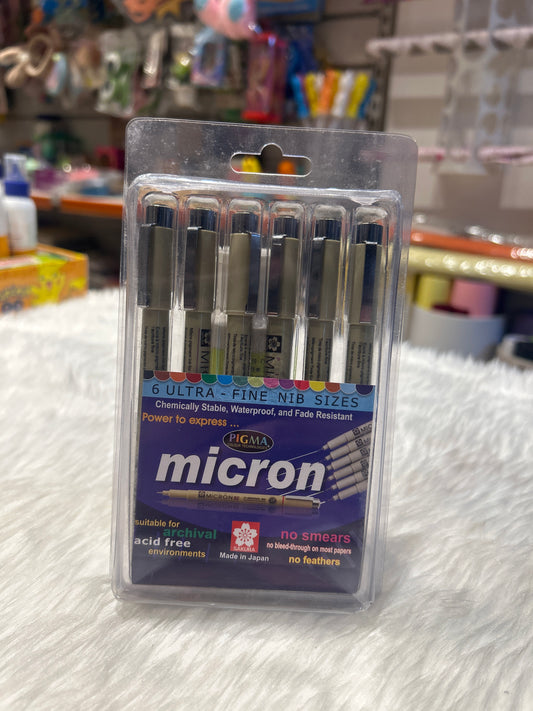 Sakura Pigma Micron Pens Pack of 6 (Black)