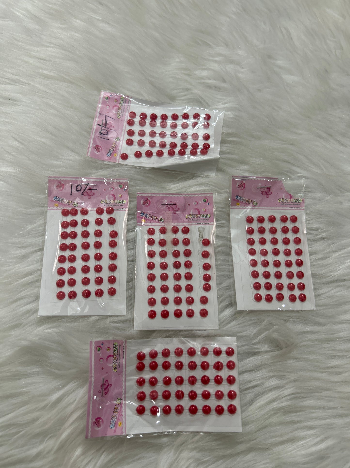Self Adhesive Flat Beads - Red