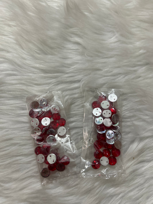 Acrylic Stitching Stones Flat-  Red