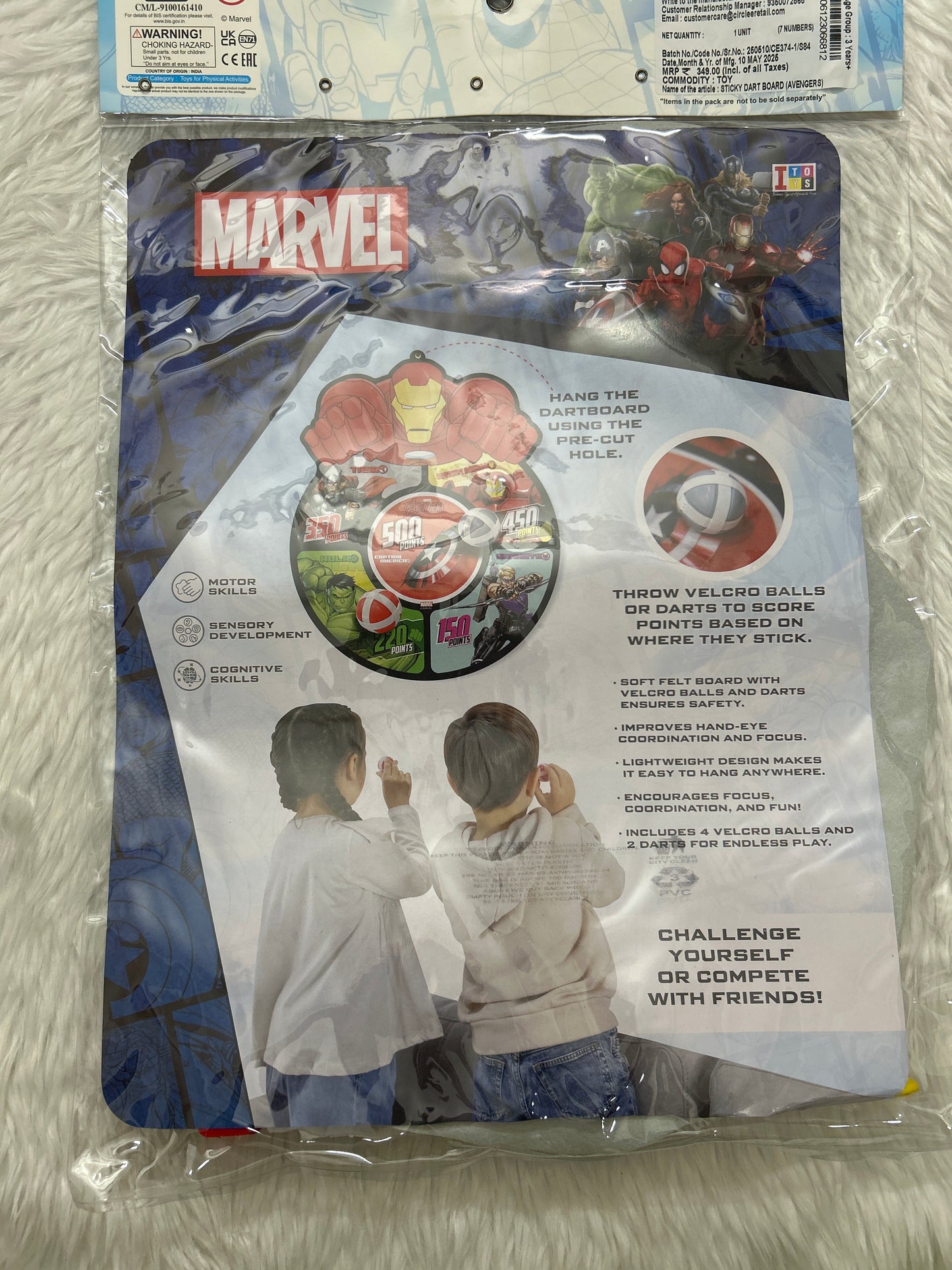 Itoys Marvel Sticky Dart Board 3+