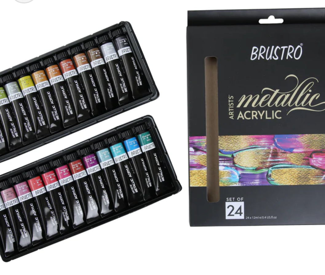 Metallic Acrylic Tube Set 24x12ml Brustro