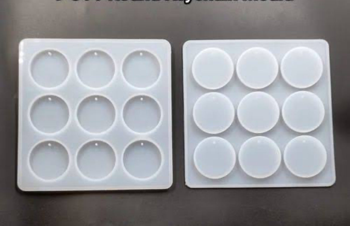 9 Cavity Silicon Mould - Round Key Chain