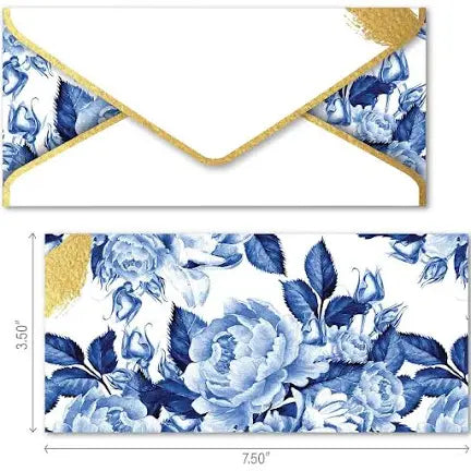 Blue Floral Print Envelope with Name Tag