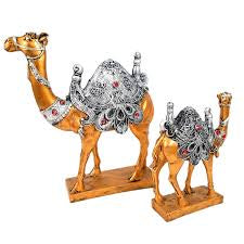 Silver Camel Pair Showpiece