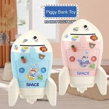 ROCKET PIGGY BANK WITH DIY STICKERS