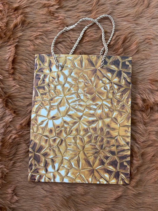 Paper Bag- Brown Abstract Print With Glitter Lines 18x23x10 Cms