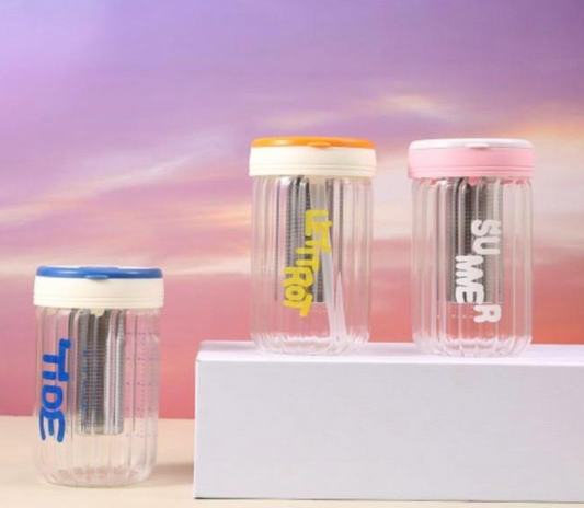 Fruit Water Tumbler with Stainless Steel Infuser & Straw 520ML