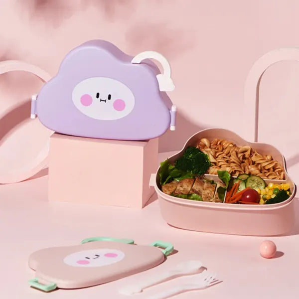 Fancy Cloud Shaped Lunch Box with Cutlery 1500ML Three Compartment Box