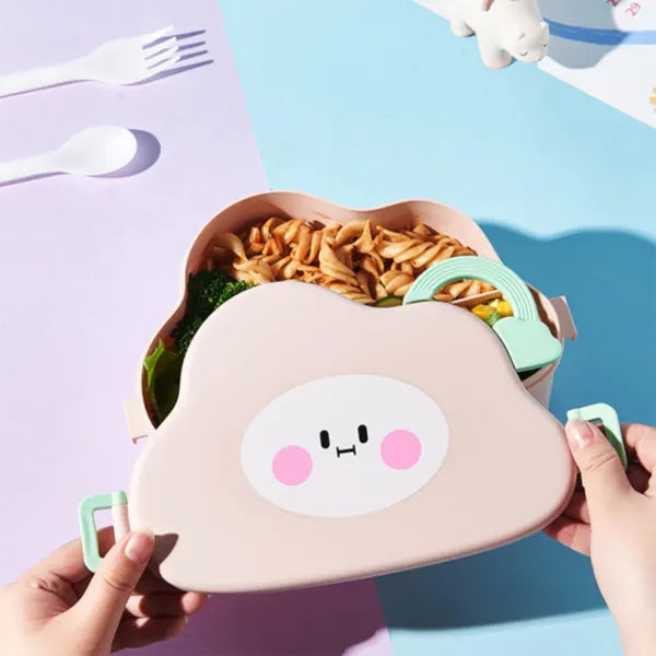 Fancy Cloud Shaped Lunch Box with Cutlery 1500ML Three Compartment Box