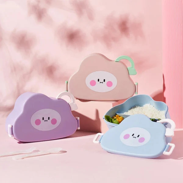 Fancy Cloud Shaped Lunch Box with Cutlery 1500ML Three Compartment Box