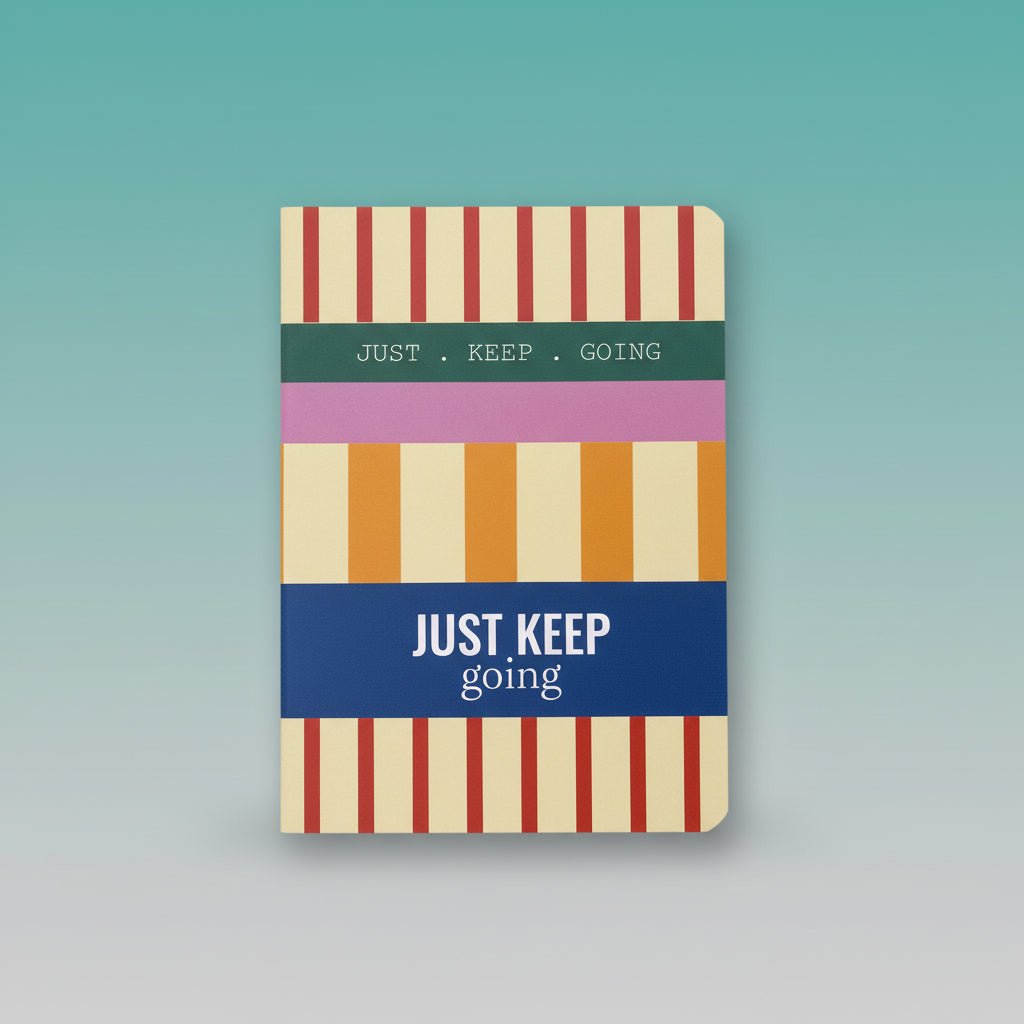 Sundaram A5 spiral notebook Just Keep Going with striped pastel cover