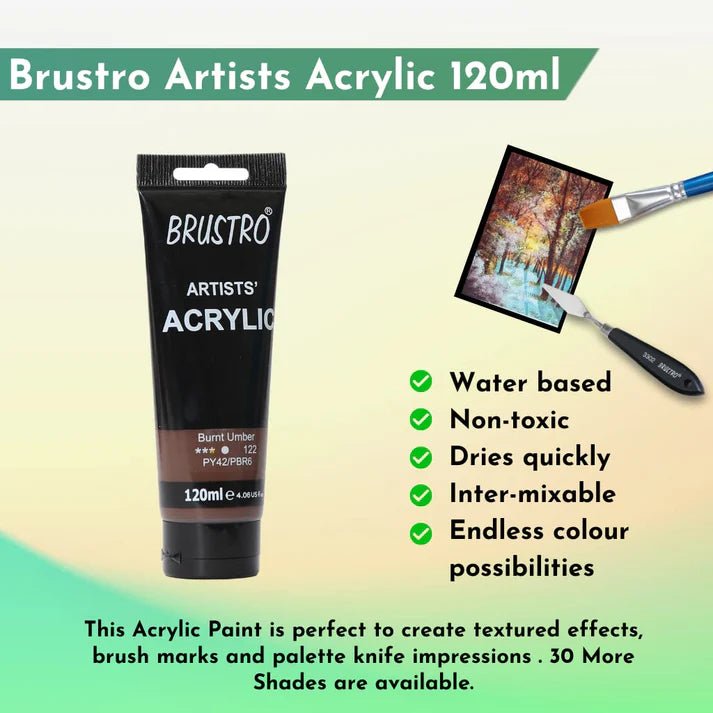 Brustro Artists Acrylic Tube Burnt Umber 120ml by Gifthubmart