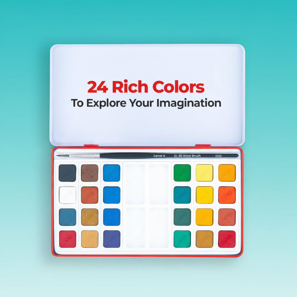 Camel Artist Water Colour Cakes 24 Shades by Gift Hub Mart