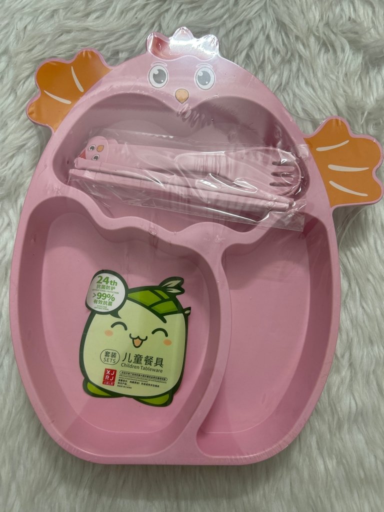 Chicken Plate Set With Fork & Spoon by Gift Hub Mart
